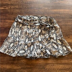 Snake-Print Ruffle Shorts/Skirt